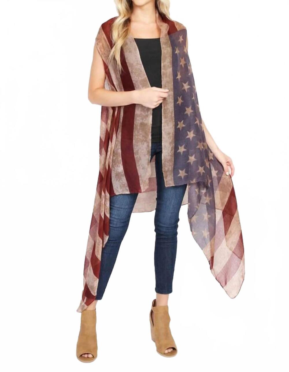NEW RIAH FASHION women's flag style shawl in red